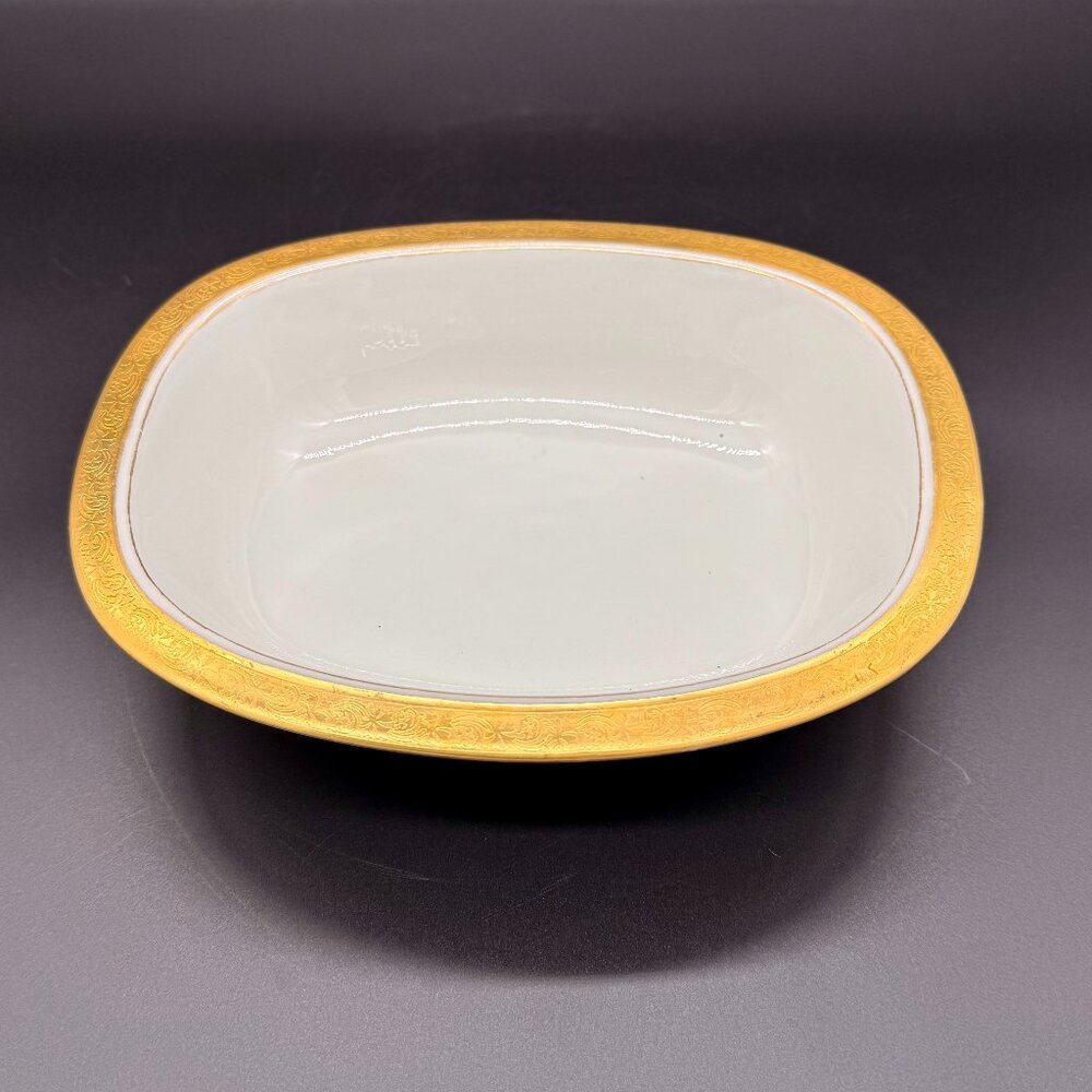 Vintage T&V Limoges France Oval Vegetable Serving Bowl Gilt Edge Signed 1931